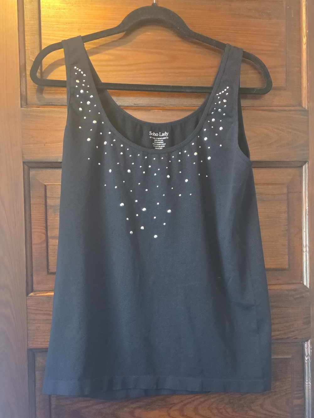 Soho Lady Women's Black Tank Top Rhinestones 2X/3X